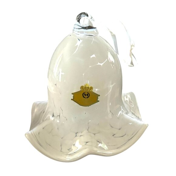 Handcut Lead Crystal Bell Ornament White Marble Pattern Kaolin Germany - Picture 5 of 8